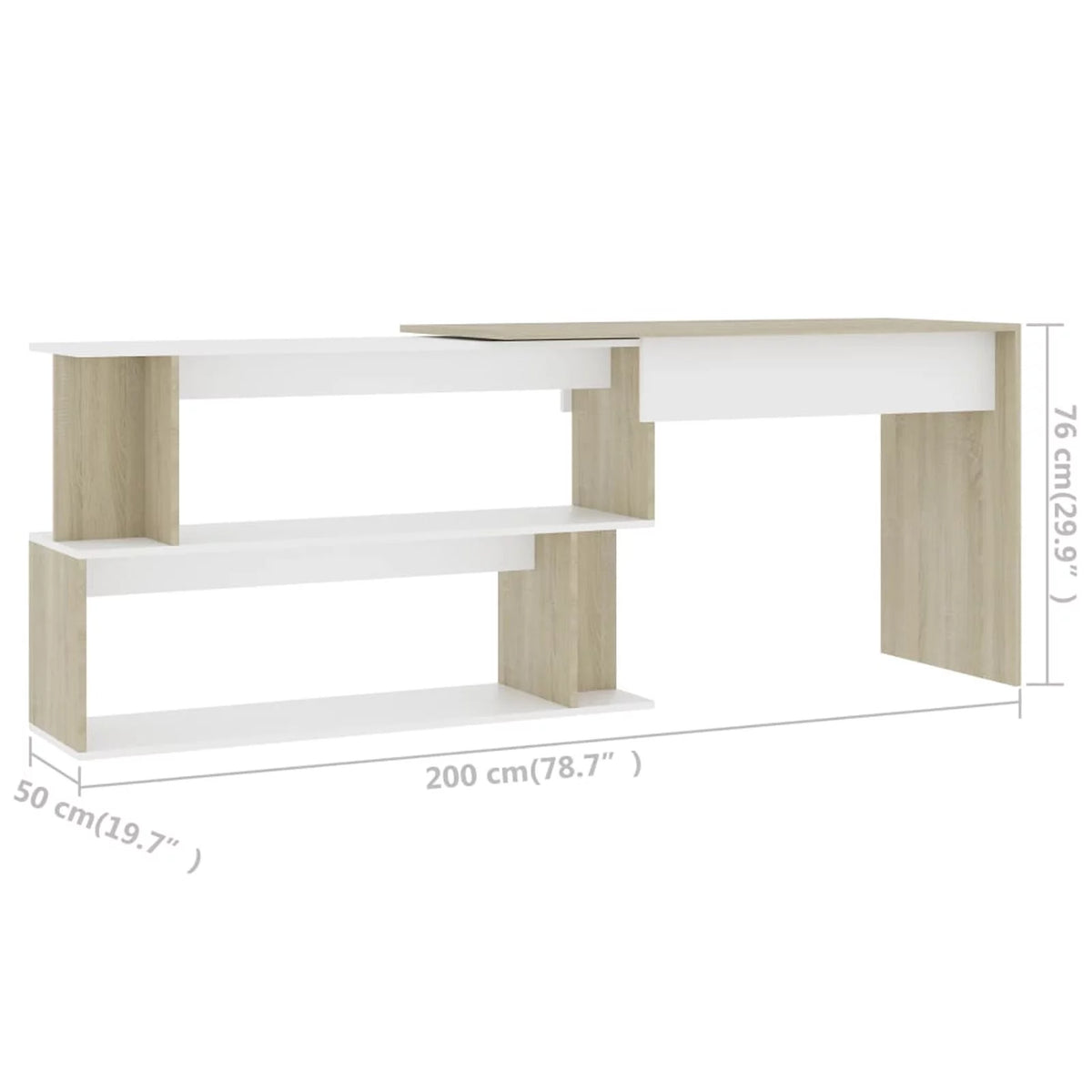 White and Sonoma Oak Corner Desk V18189
