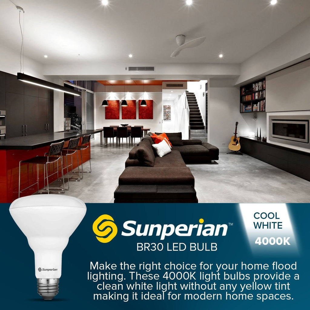 12 Pack BR30 LED Flood Bulb 8.5W 800lm Dimmable E26 Base 6500K U7385