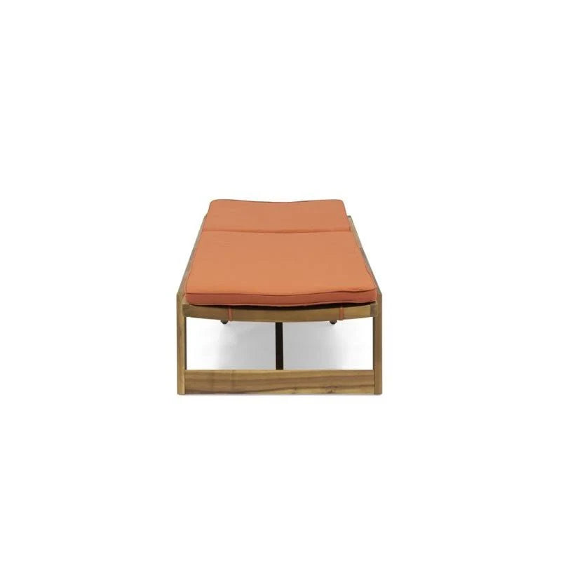 Teak and Orange Acacia Wood Chaise Lounge Set of 2 V986291