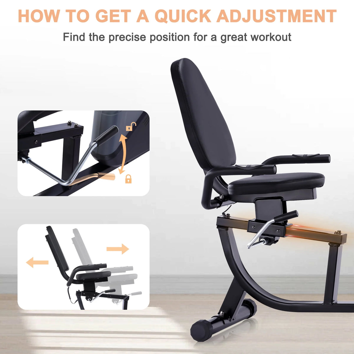 Recumbent Exercise Bike with 16 Levels Magnetic Resistance S9244