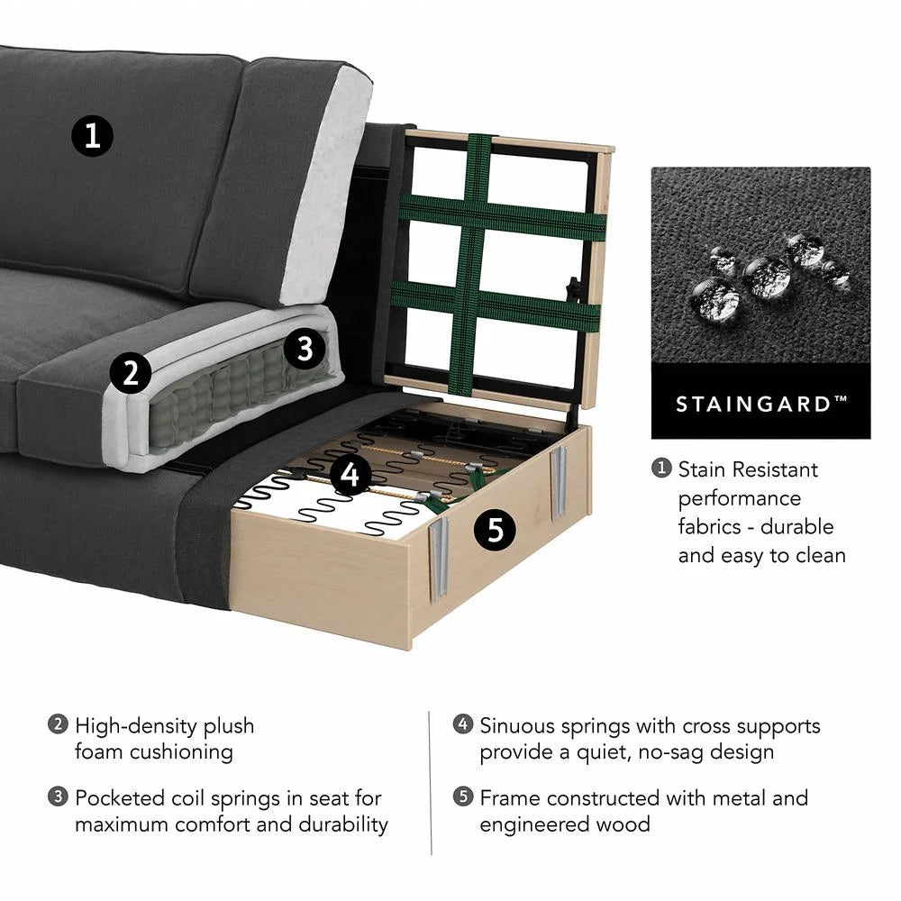 Charcoal Gray Herringbone U Shaped Couch with Chaise W793