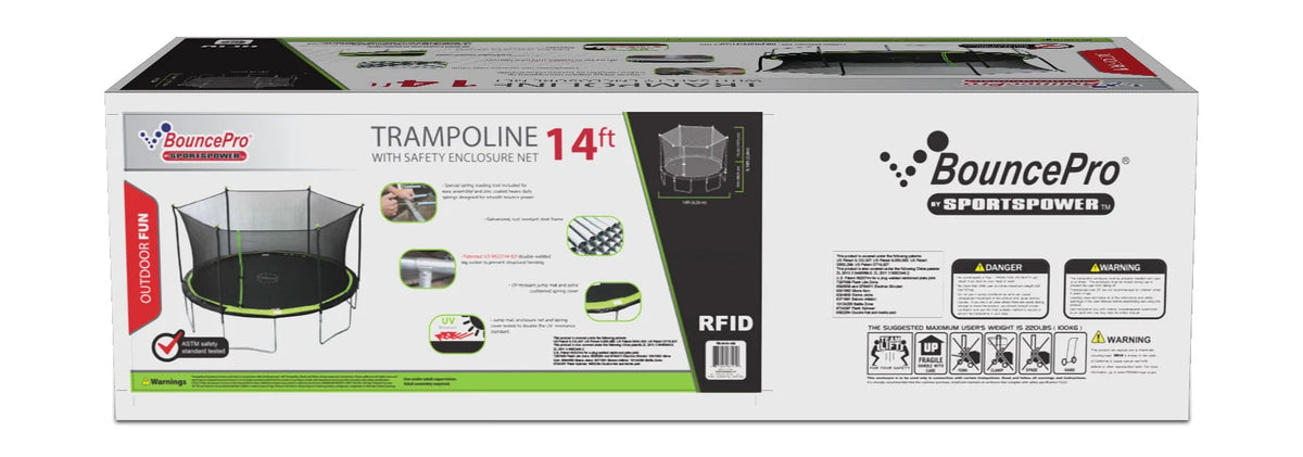 14ft Trampoline with Enclosure X498