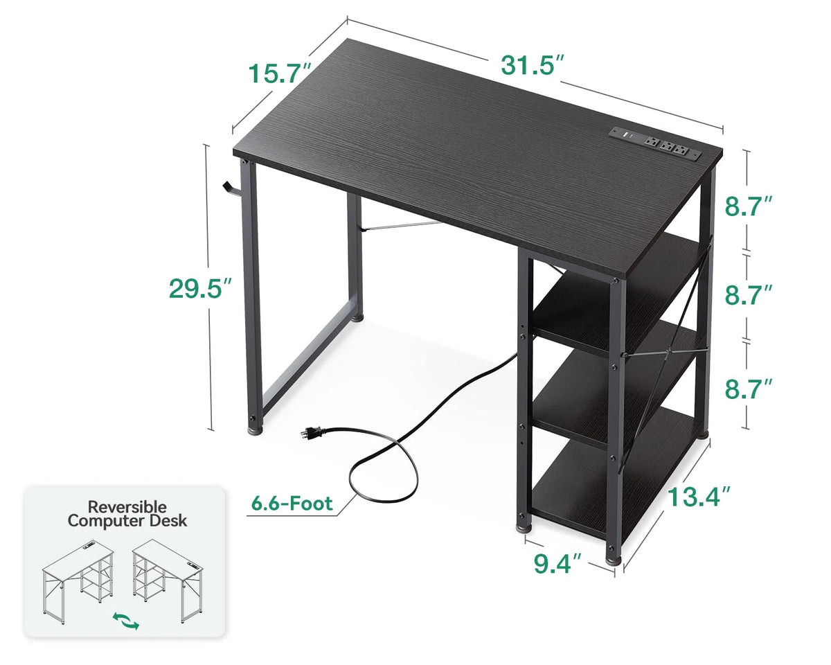 40 Inch Computer Desk with Power Outlet and USB Charging Port O4550