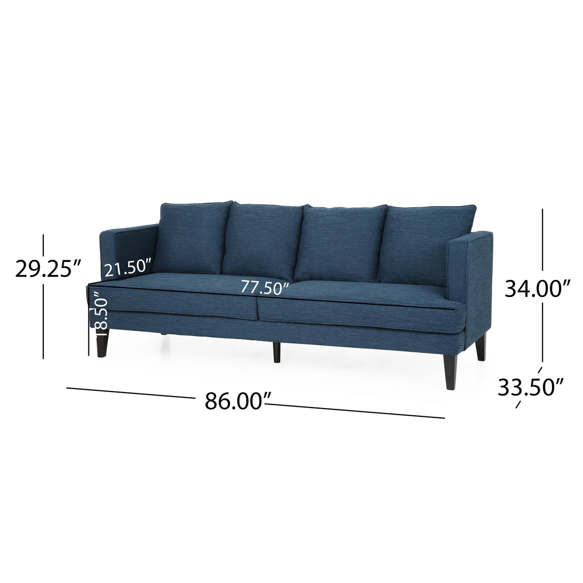 Navy Blue Fabric Sofa with Cushions N56103
