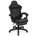 Black Swivel Gaming Chair with Footrest and Lumbar Support F347