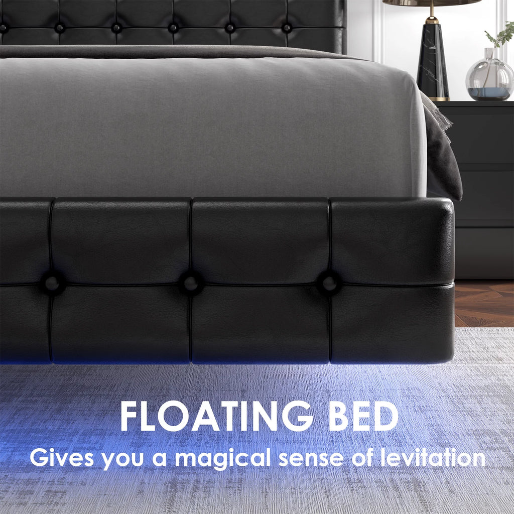 King LED Platform Bed with Under Bed Storage V260058