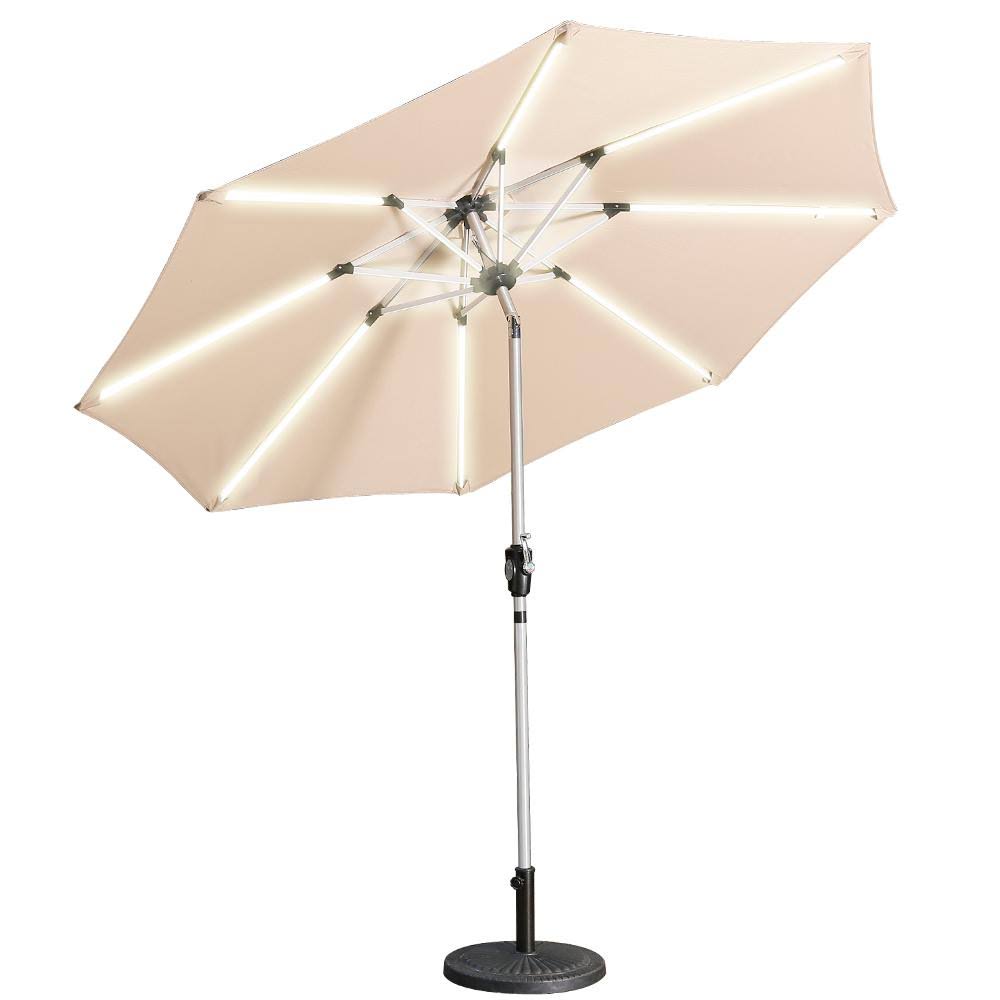 Sand Aluminum Patio Umbrella with Solar LED Lights G3529
