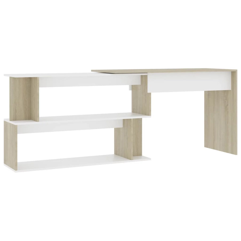 White and Sonoma Oak Corner Desk V18189