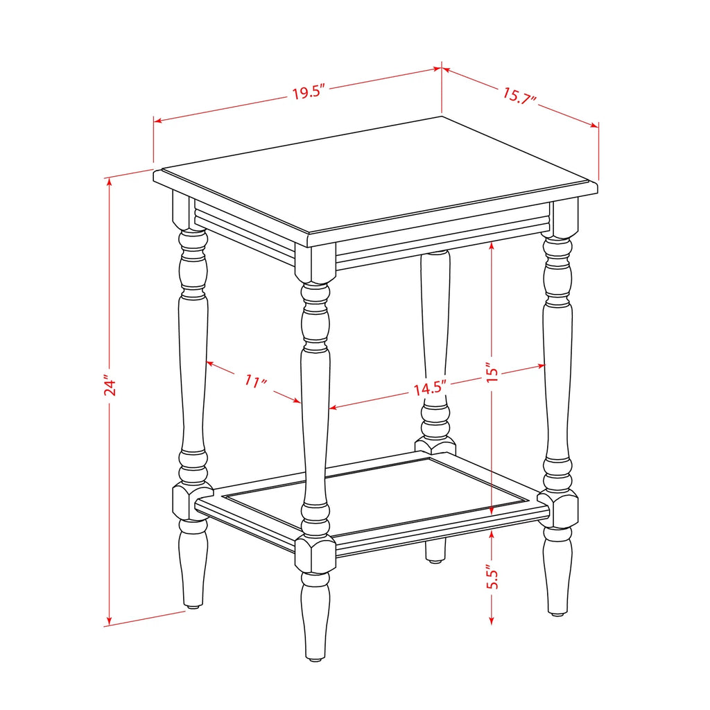 Burgundy Red Wood End Table with Open Storage K92864