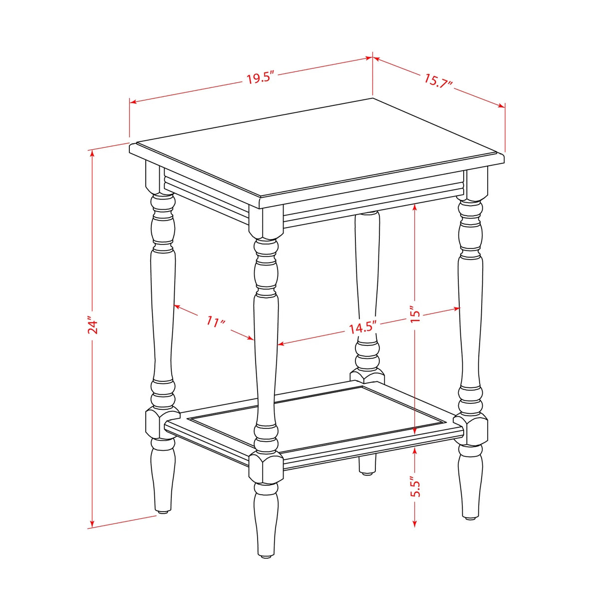 Burgundy Red Wood End Table with Open Storage K92864