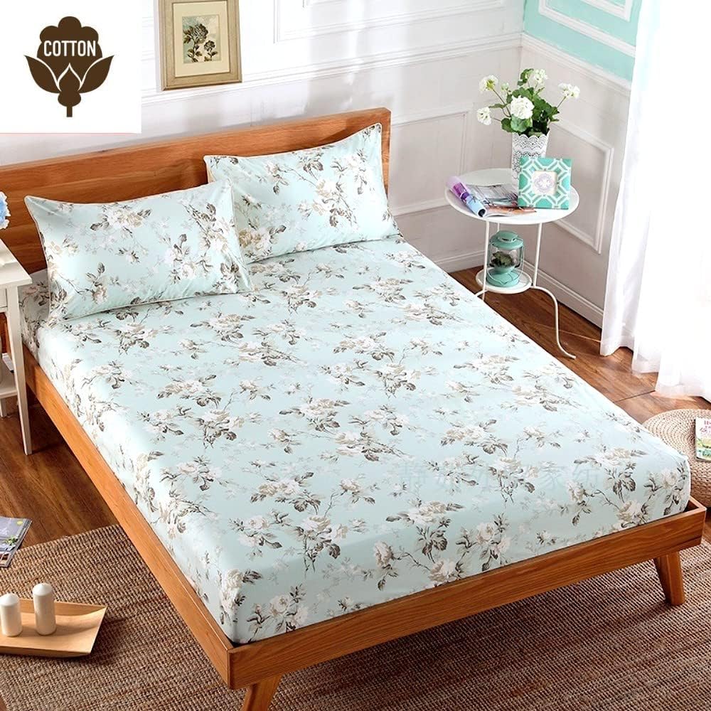 Green Birds Percale Cotton Queen Bed Sheet Set 4 Pieces Deep Pocket 18 Inches K609