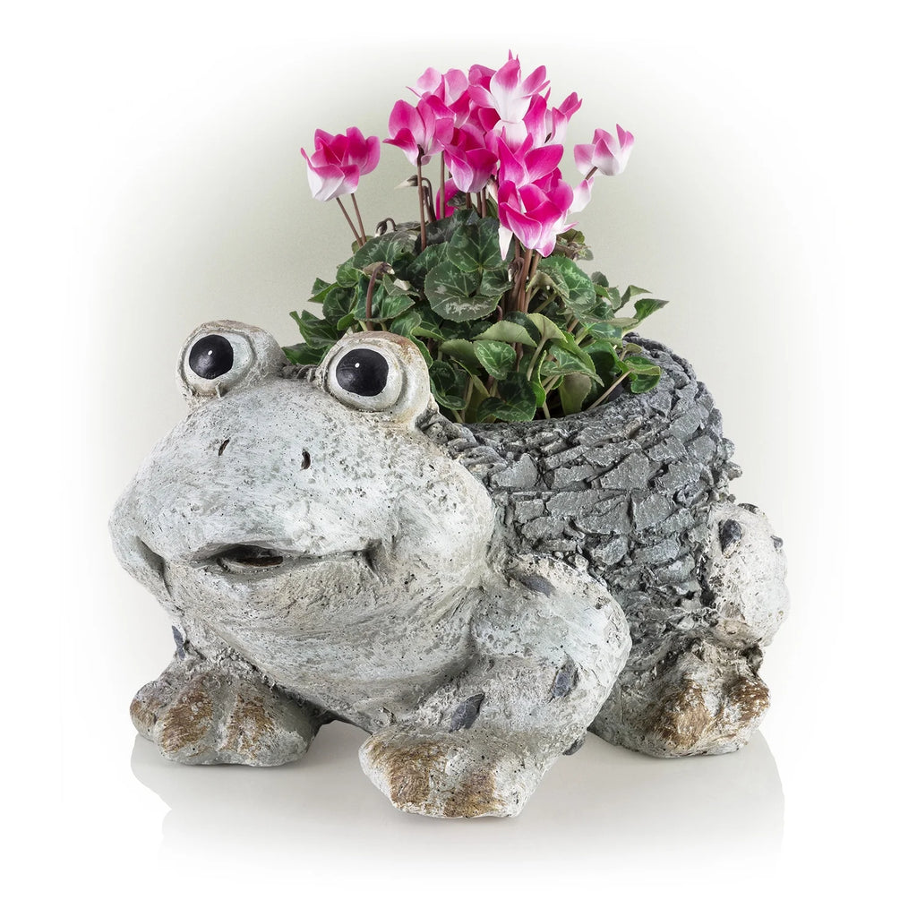 Ceramic Frog Planter, Gray N637