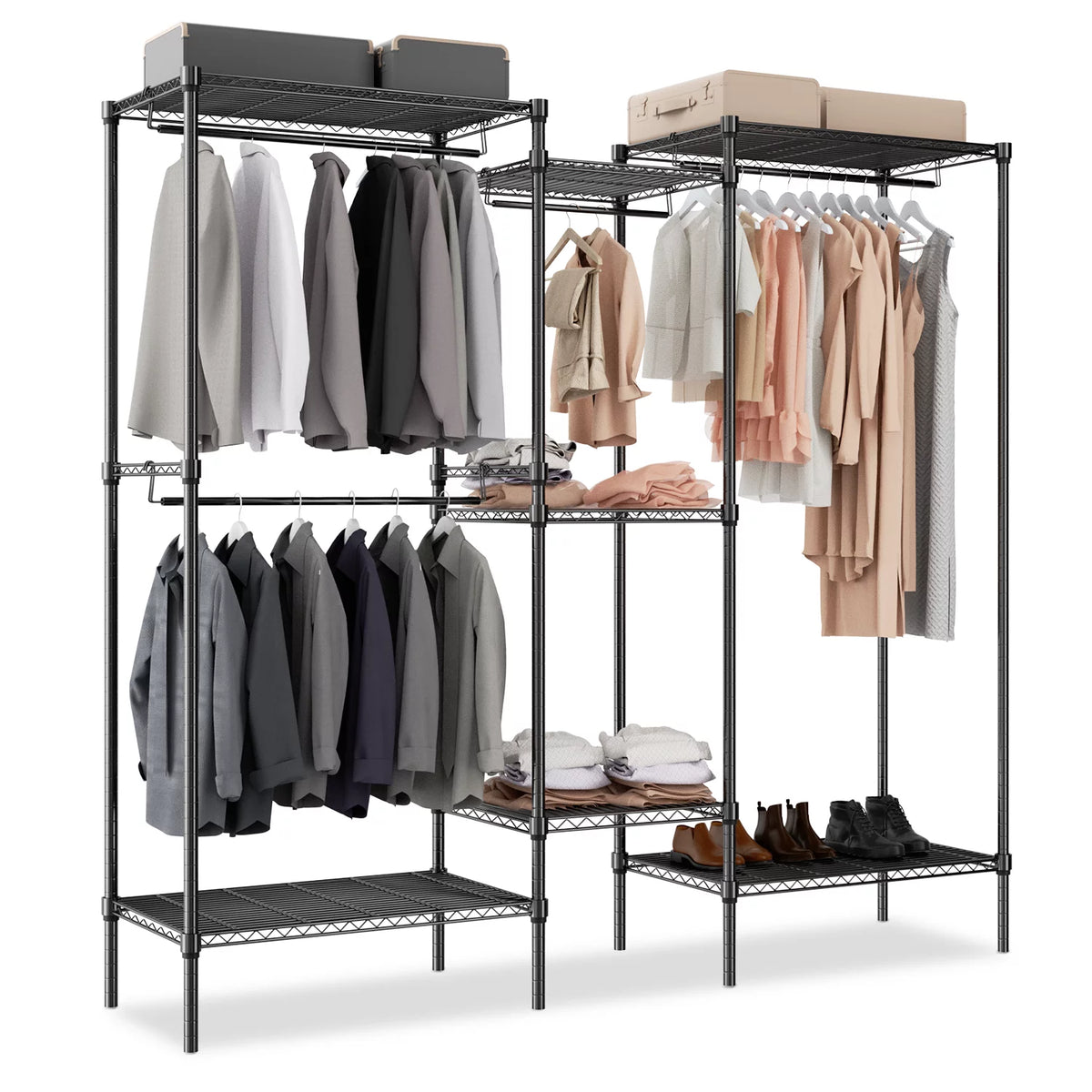 Heavy Duty Adjustable Garment Rack with 4 Hanging Rods V2405