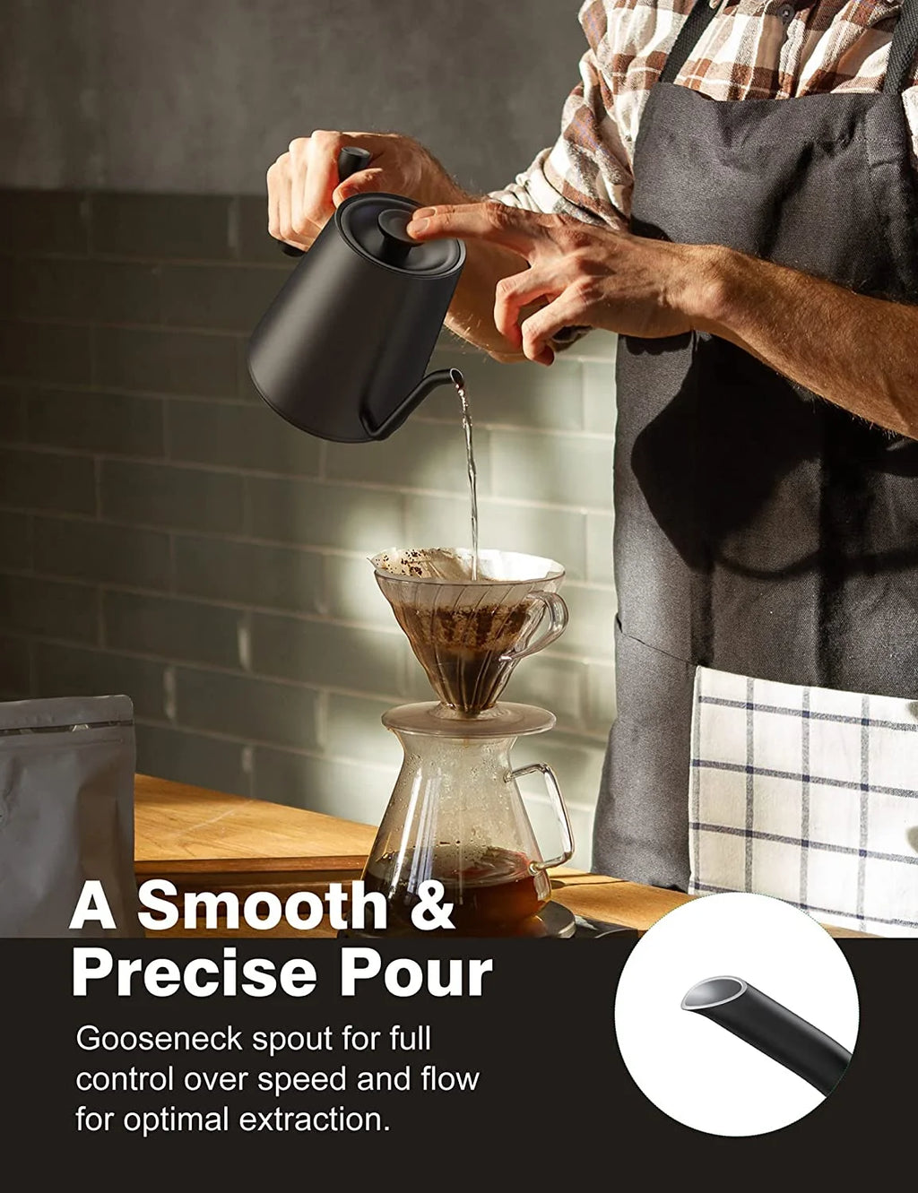 Black Gooseneck Electric Kettle R2934