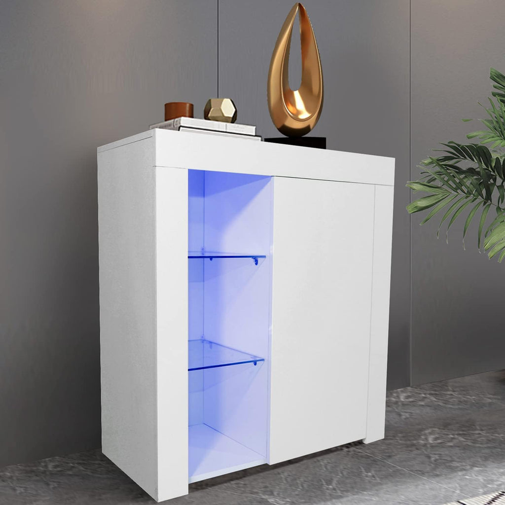 White LED Sideboard Cabinet with 3 Doors J83638