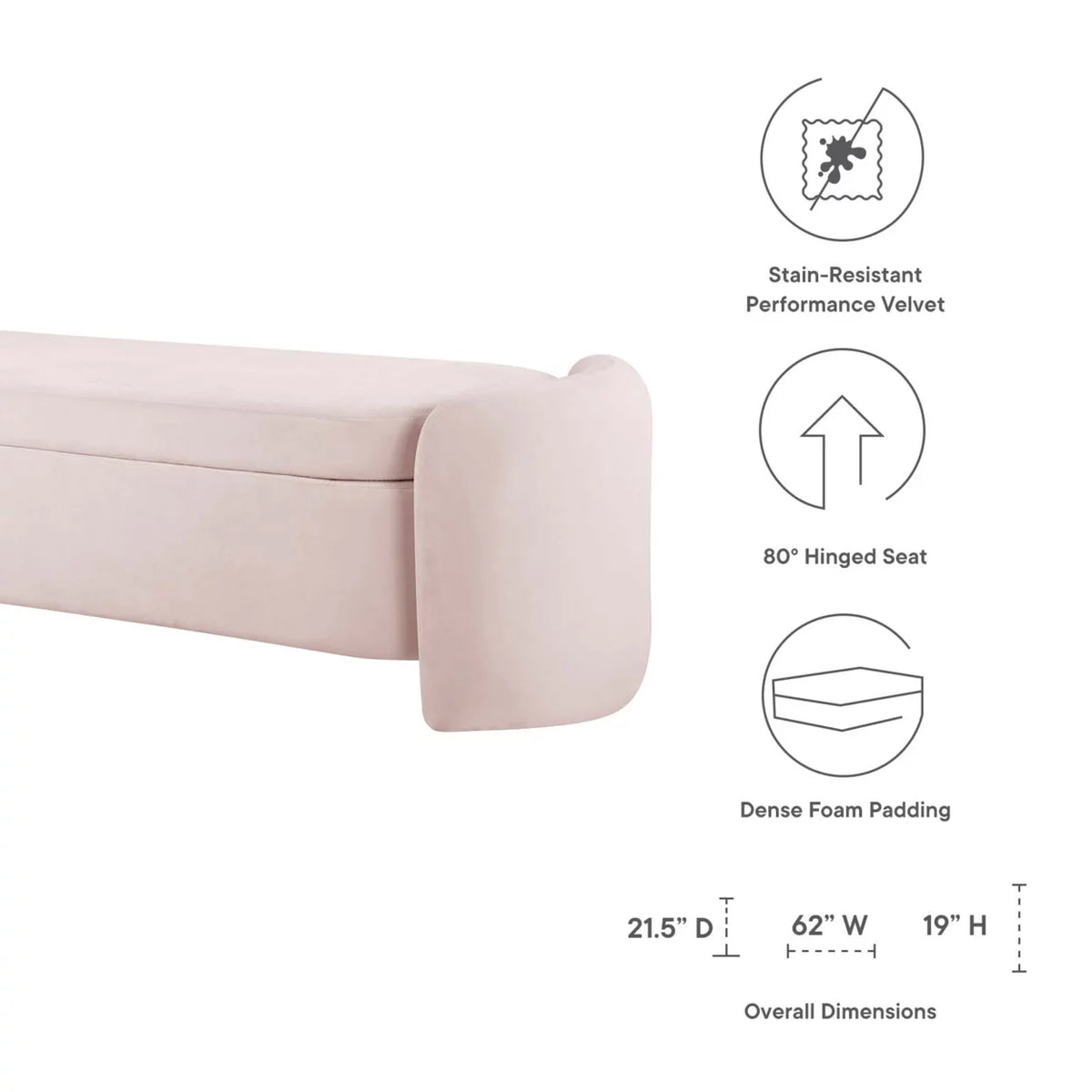 Pink Performance Velvet Bench E544237