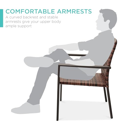 Set of 2 Stackable Outdoor Wicker Dining Chairs Black Y40355