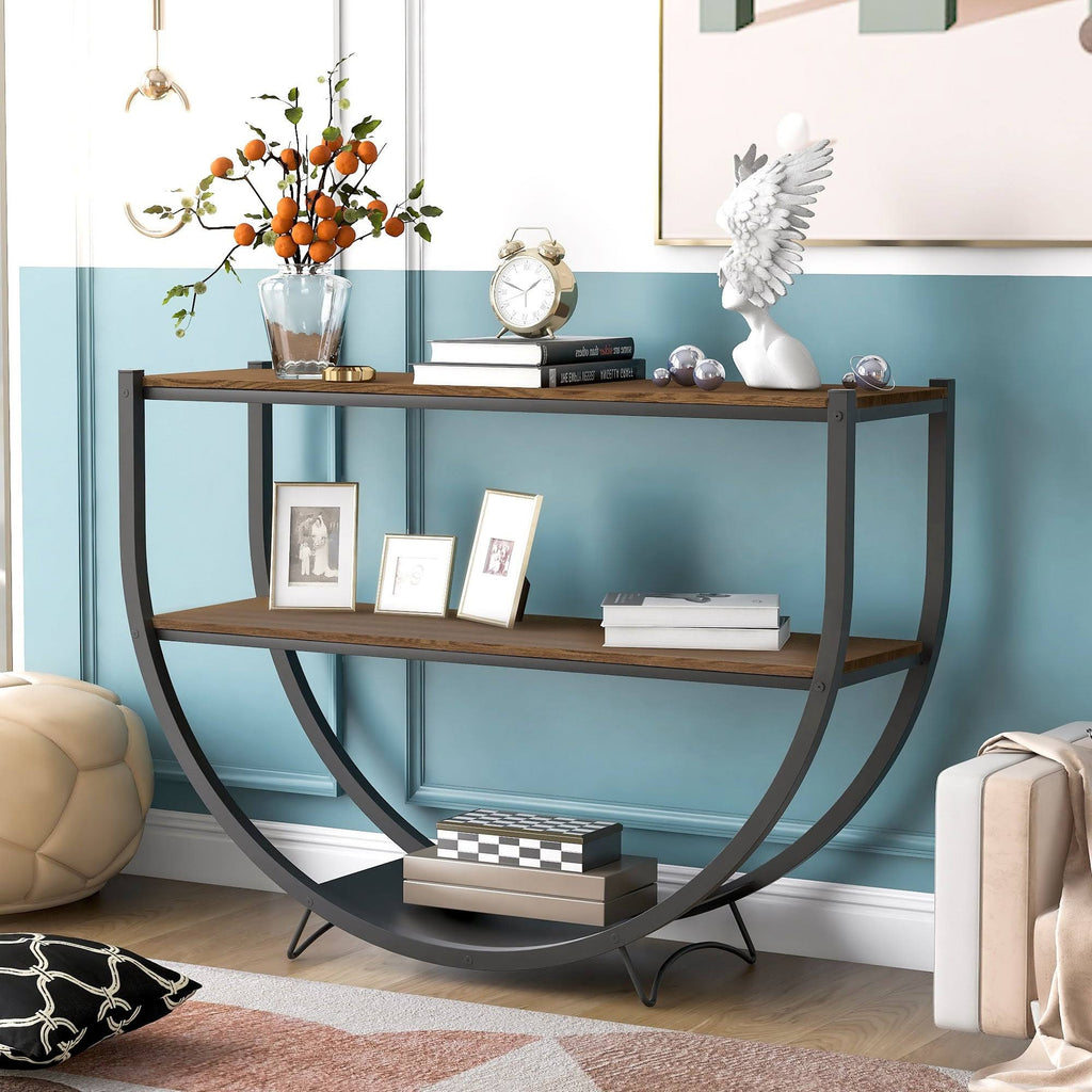 Black Distressed Wood Console Table C877