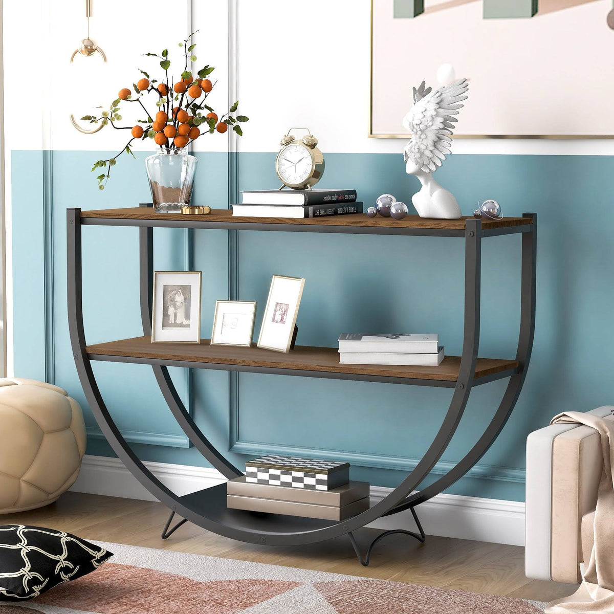 Black Distressed Wood Console Table C877