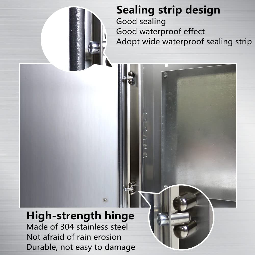304 Stainless Steel Electrical Enclosure Box 20'' x 16'' x 8'' IP65 Weatherproof with Mounting Plate X905693