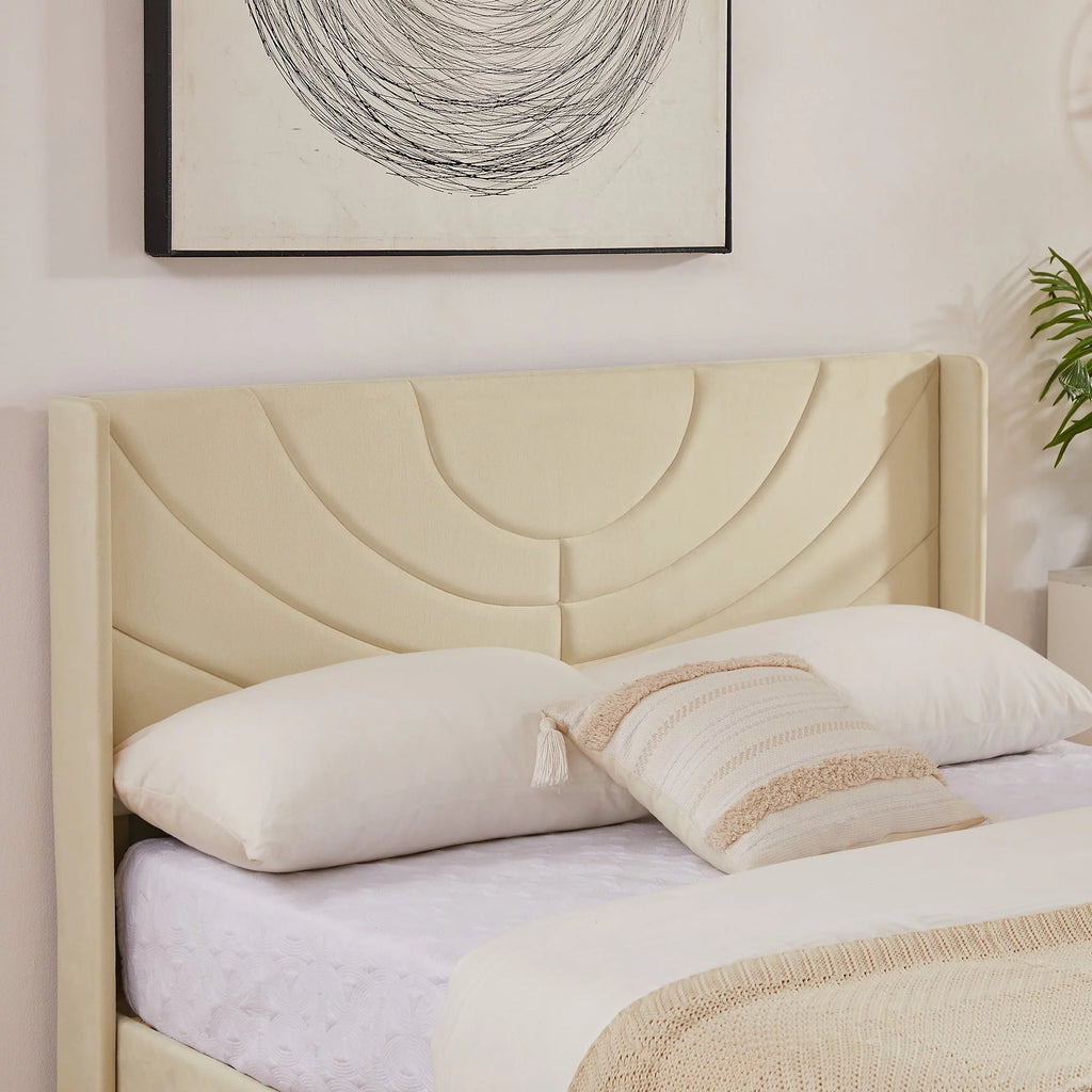 Queen Platform Bed Frame with Upholstered Headboard V8852