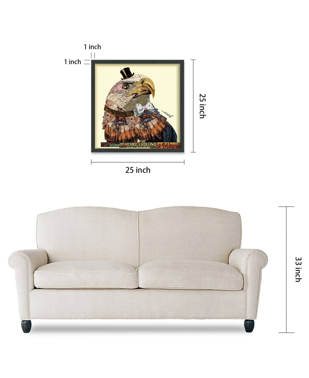 Hand Made Signed Art Collage Under Tempered Glass in Black Frame D8940