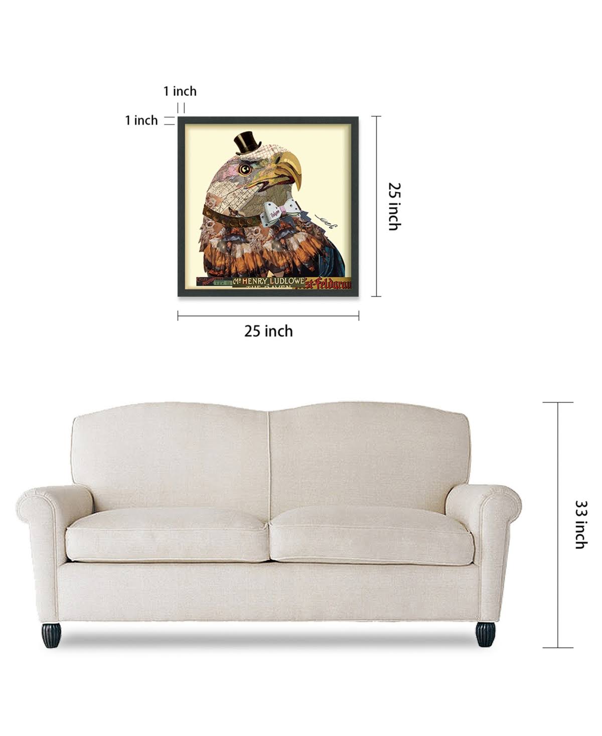 Hand Made Signed Art Collage Under Tempered Glass in Black Frame D8940