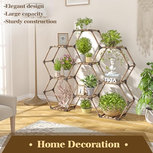 Hexagonal Wooden Plant Stand J7697