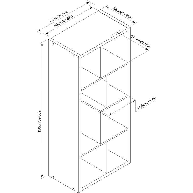 26x22 7 Compartment Wood Bookcase Room Divider O269