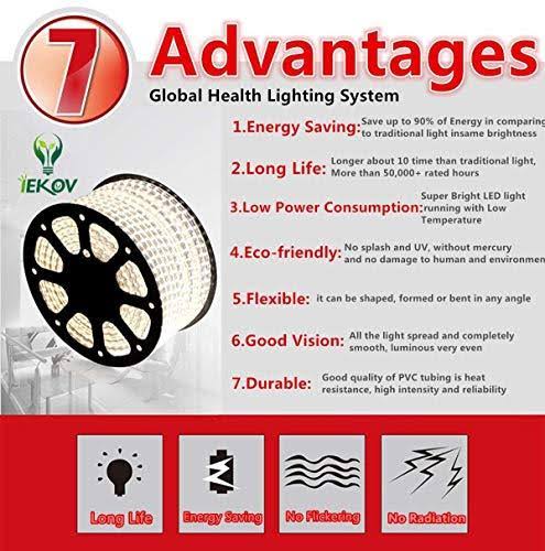 RGB LED Strip Light, Waterproof Multi Colors Dimmable SMD5050 LED Rope Light N340