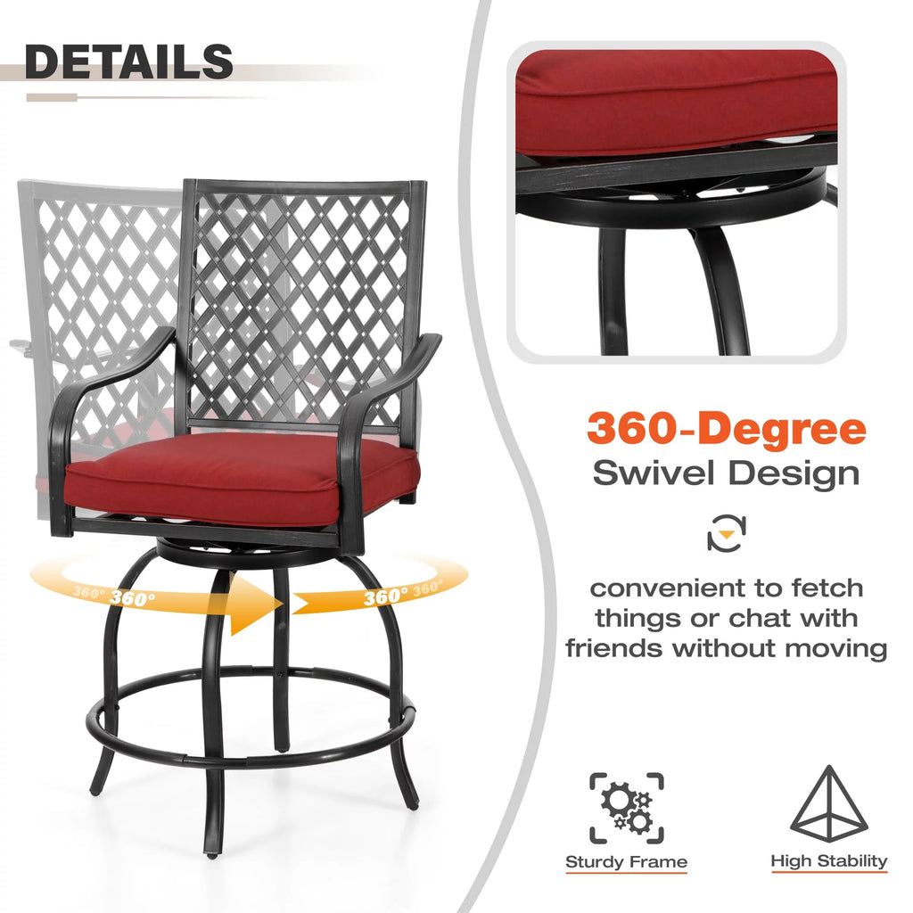 4 Pc Metal Swivel Bar Stools Set with Cushions M7305