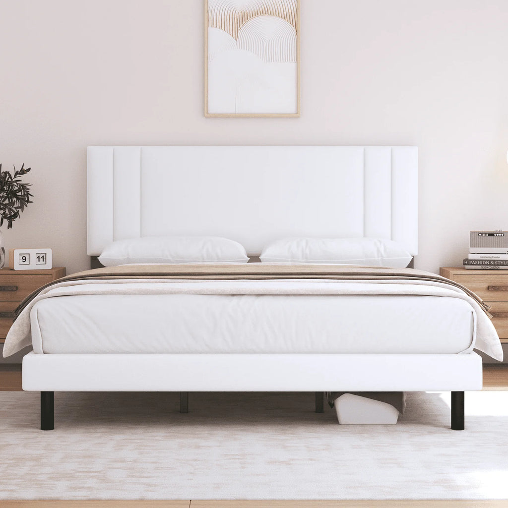 Queen Size Fabric Upholstered Platform Bed Frame L956