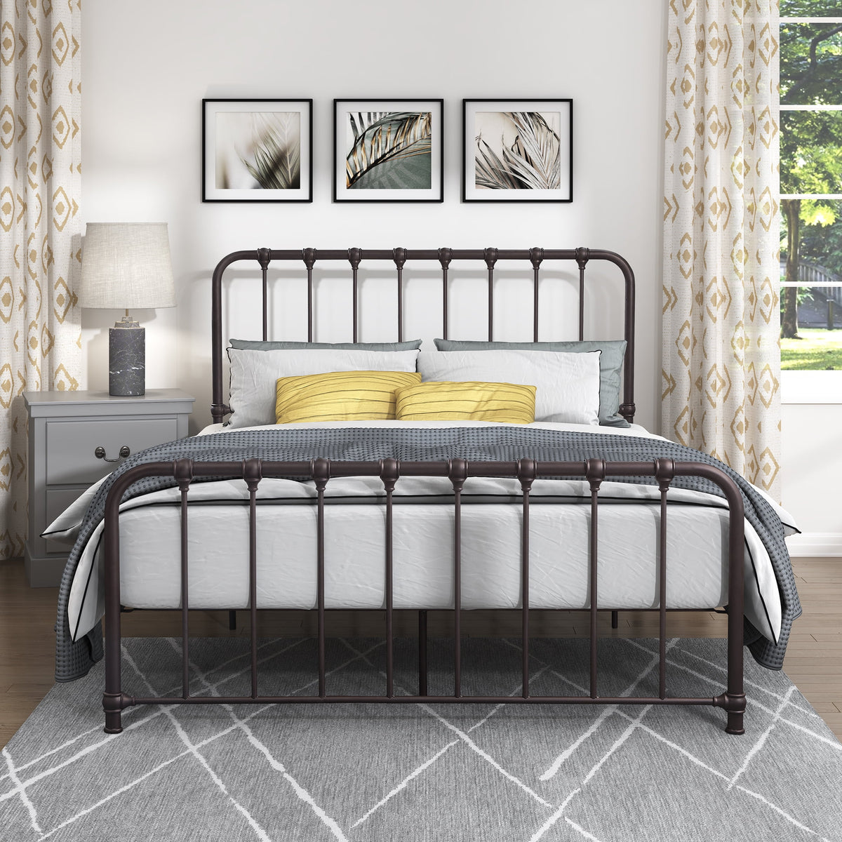 Metal Platform Bed Full Navy Blue J13173