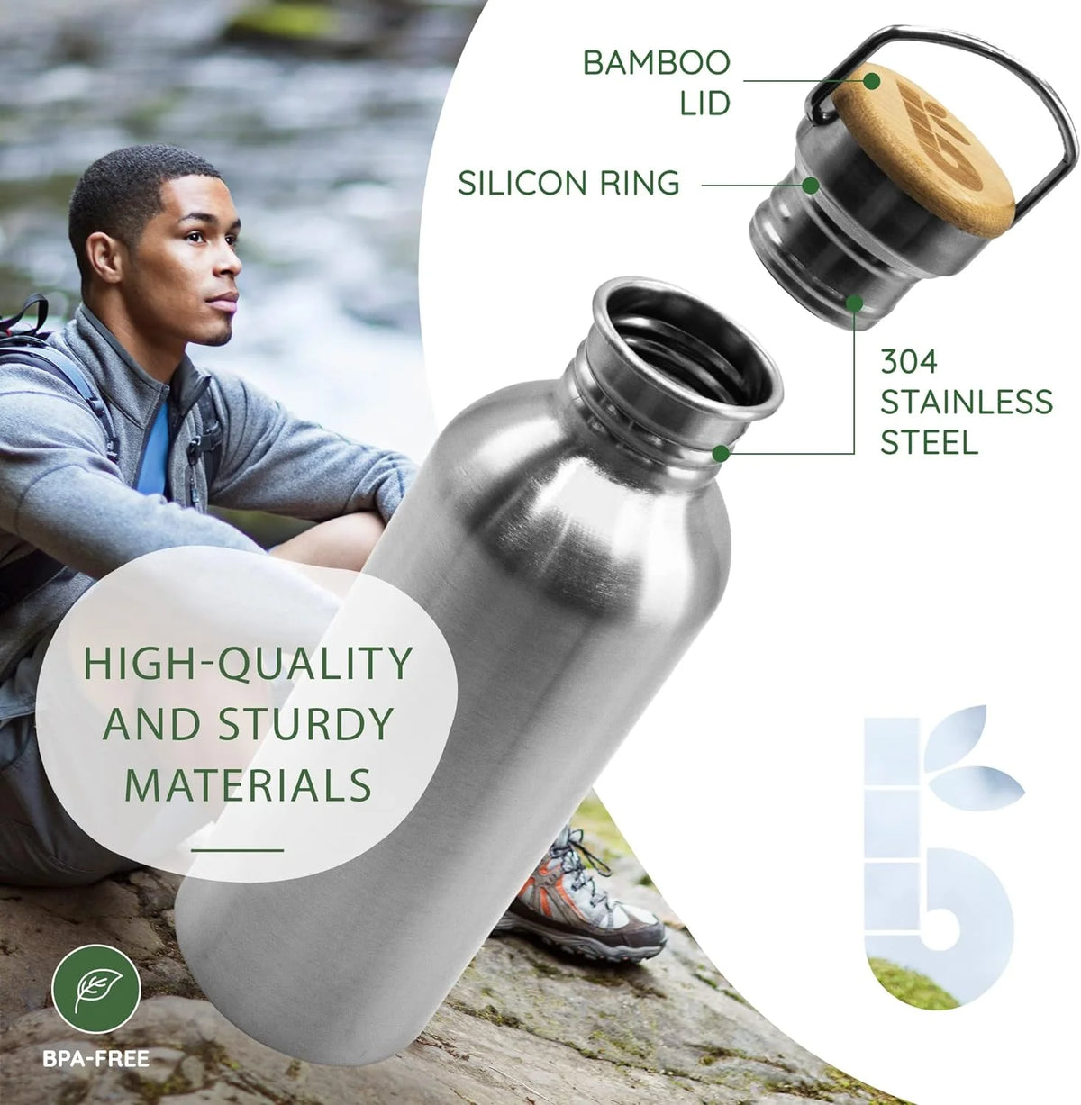 32 oz Single Wall Stainless Steel Water Bottle W45187