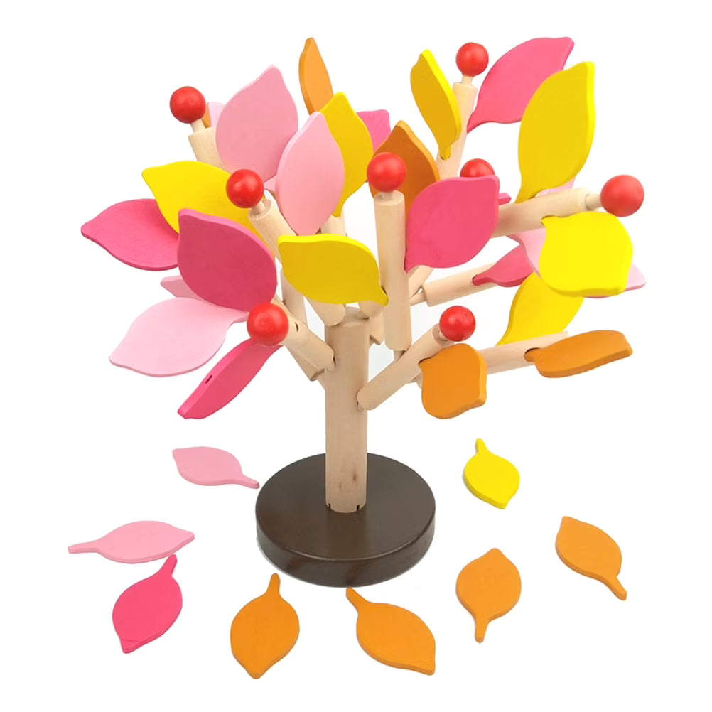Creative Wooden Tree Blocks with Leaves 3D Building Set DIY Toy K29127