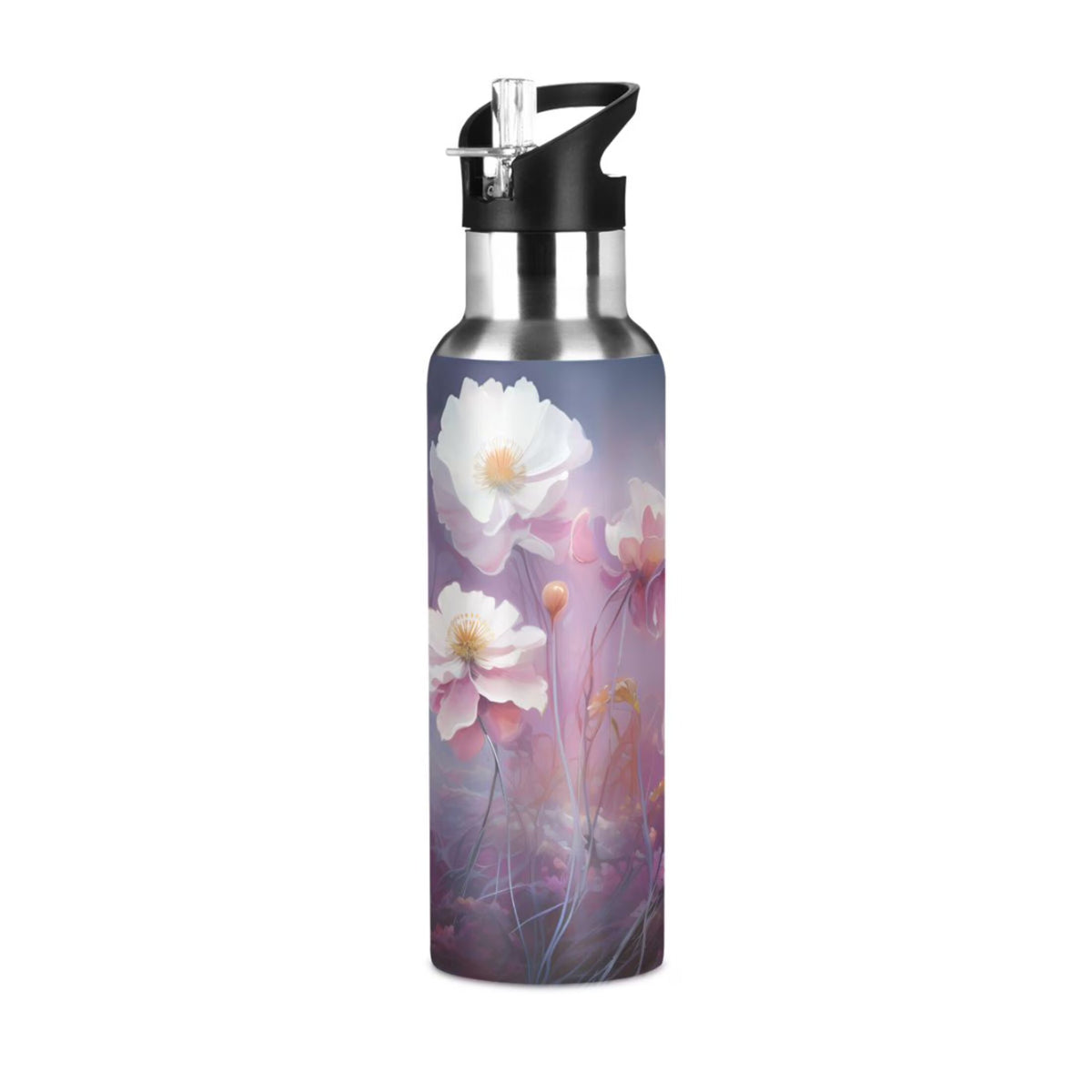 20 oz Insulated Stainless Steel Water Bottle with Straw Lid J74949