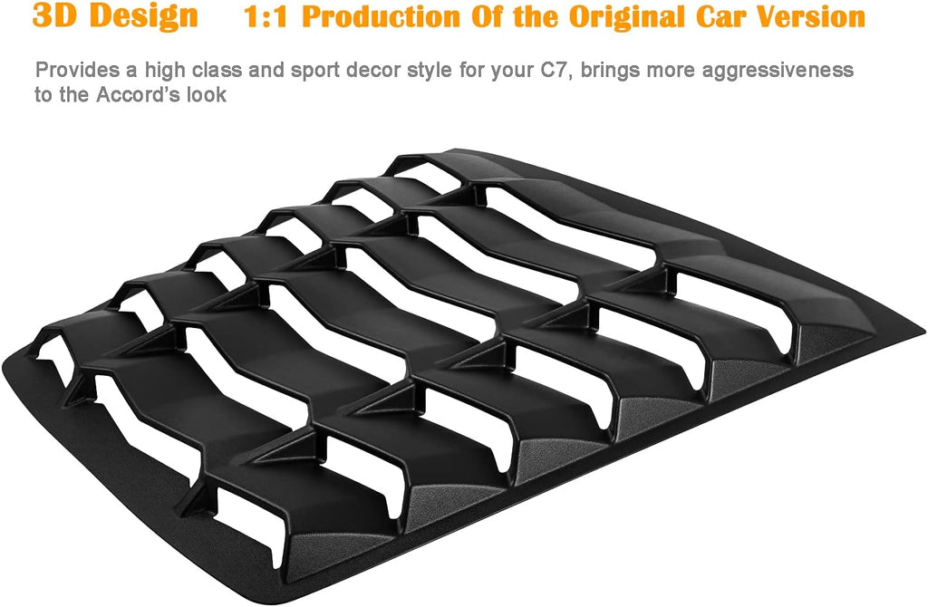 Rear Window Louver Sunshade Cover ABS Matte Black L495