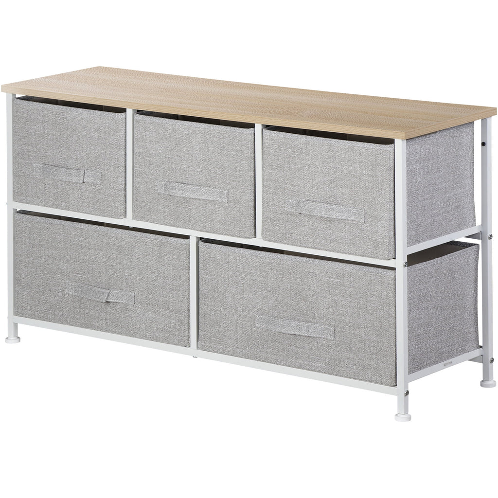 Brown 5 Drawer Fabric Dresser R815000