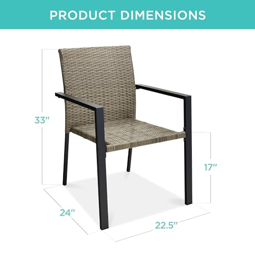 Set of 2 Stackable Outdoor Wicker Dining Chairs Black Y40355