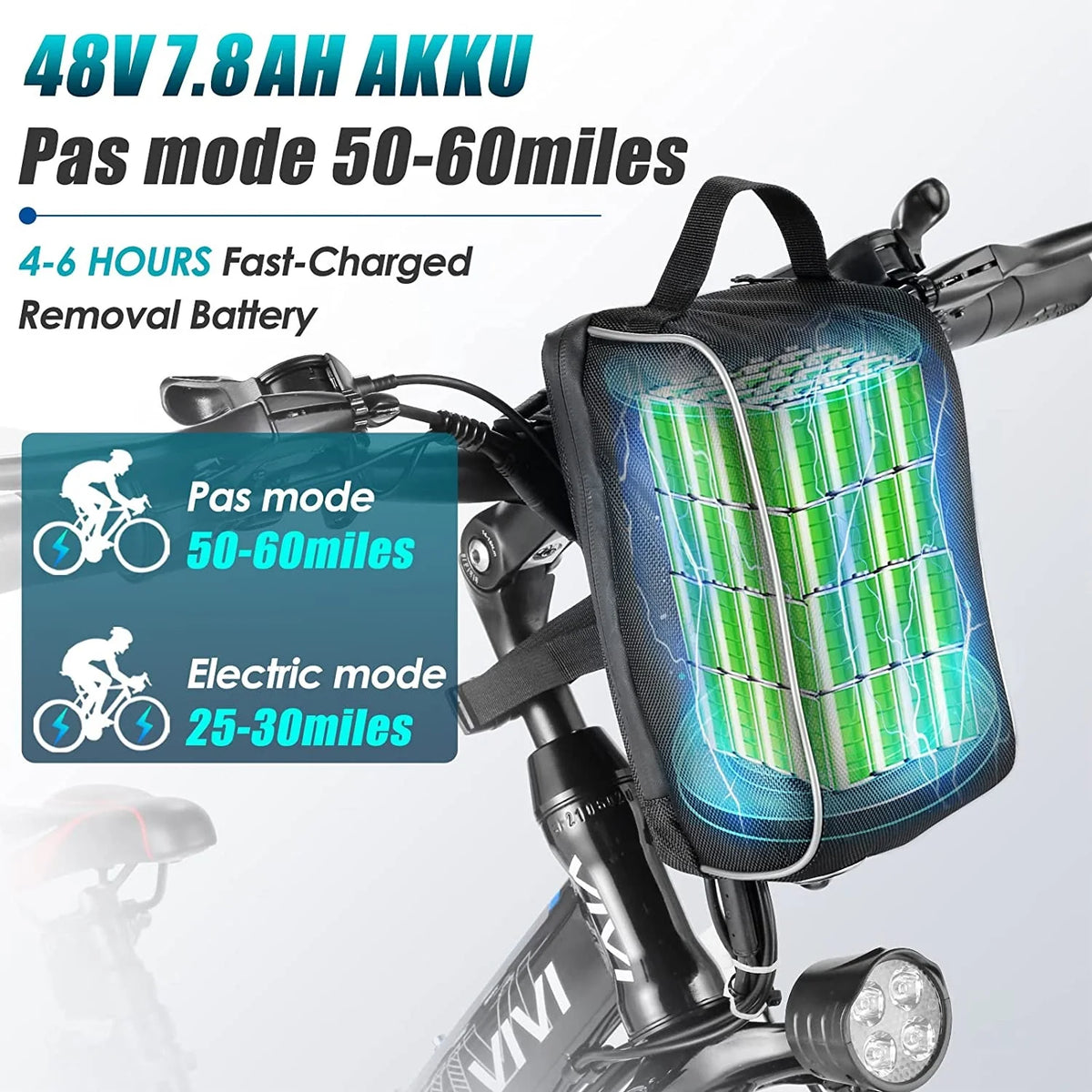 26'' Folding Electric Mountain Bike 500W 21 Speed 48V Removable Battery H393603
