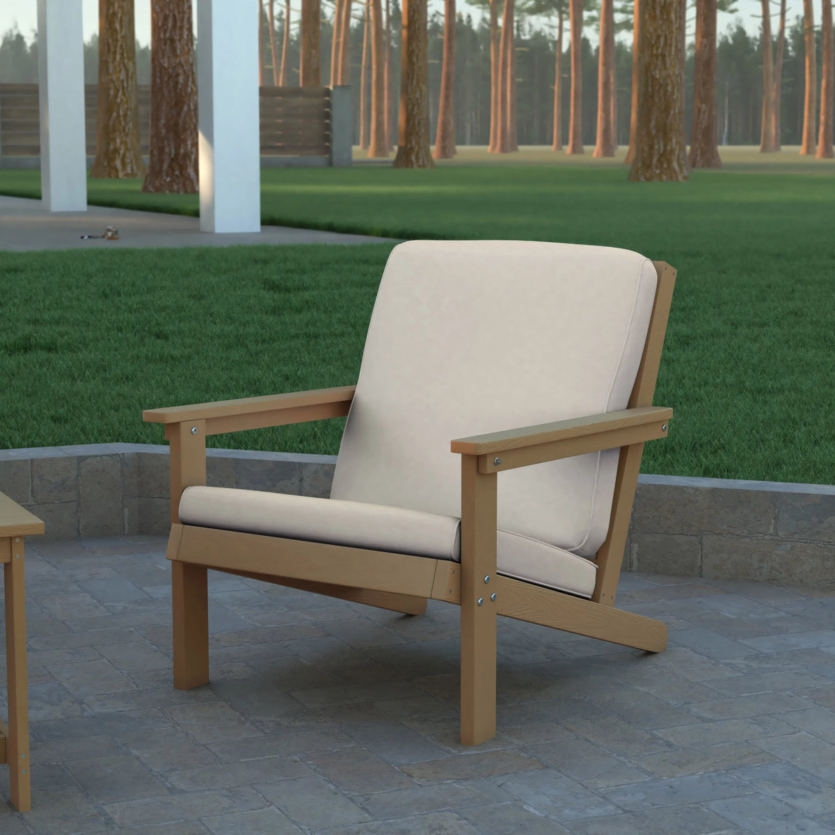 All-Weather Polyresin Adirondack Club Chair with Cushions L869778