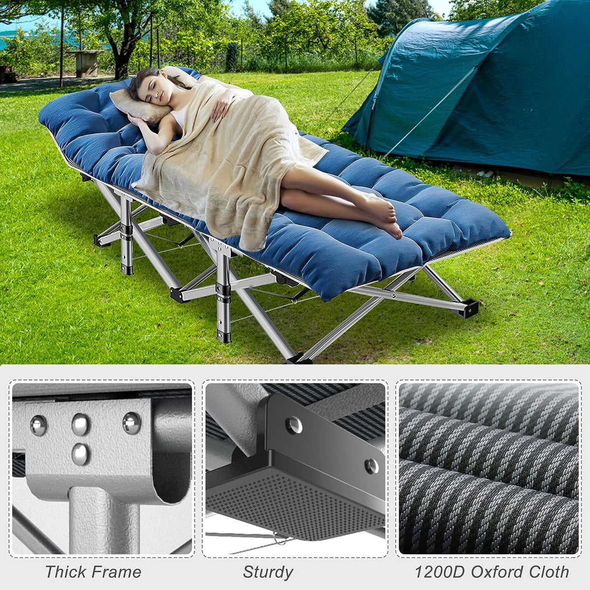 2 Pack Folding Camping Cot with Mattress and Carry Bag B44674
