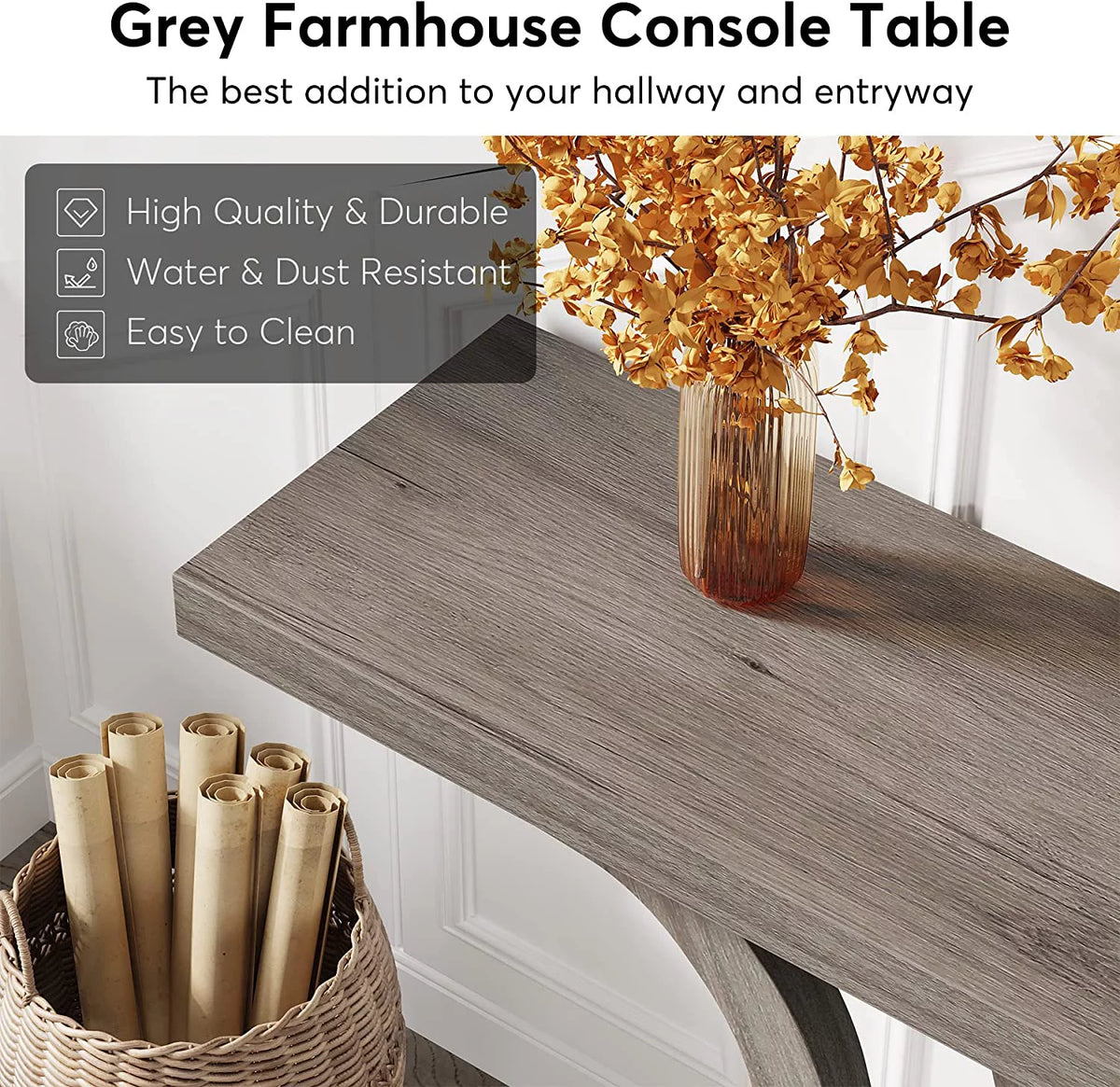 55-inch Grey Wood Rustic Console Table L342