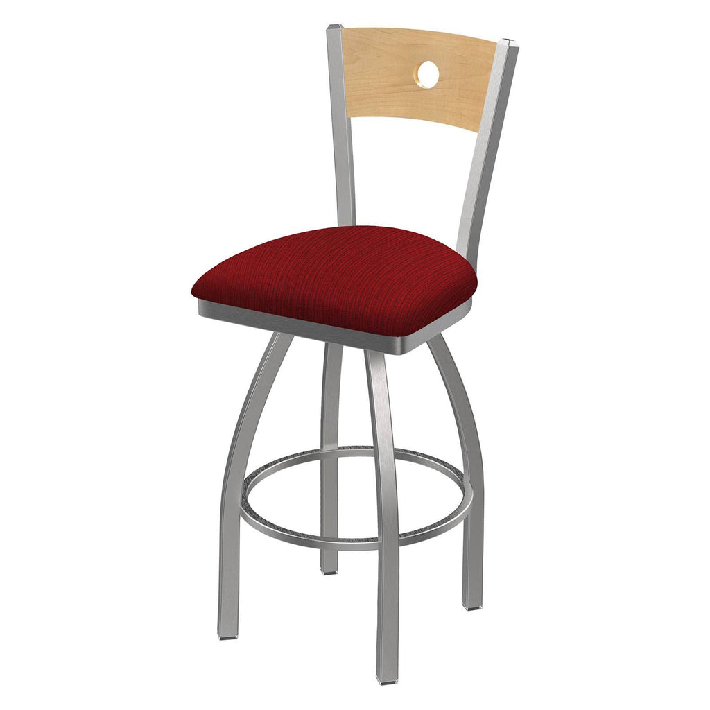 Black Wrinkle Finish Counter Stool with Axis Paprika Seat and Dark Cherry Oak Back J16456