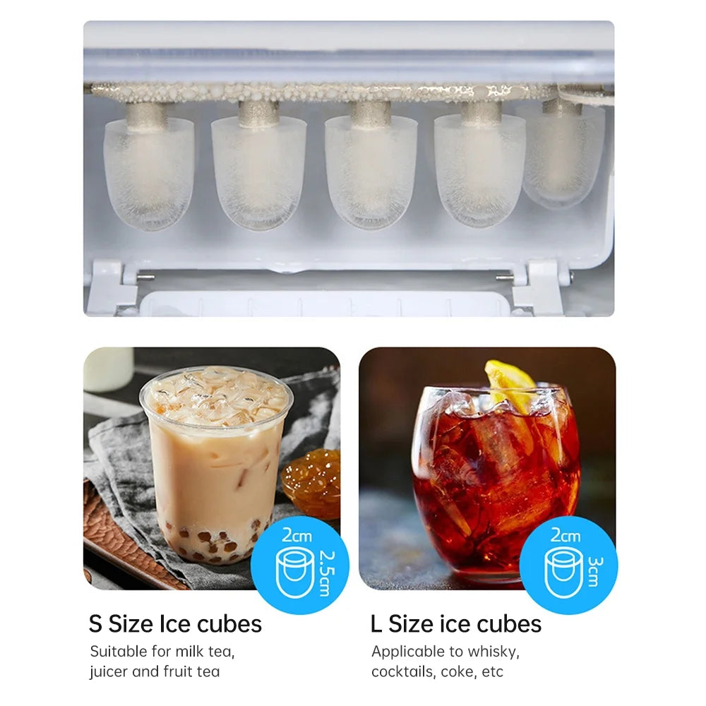 Countertop Ice Maker with Ice Basket, 2 Sizes of Ice J50846