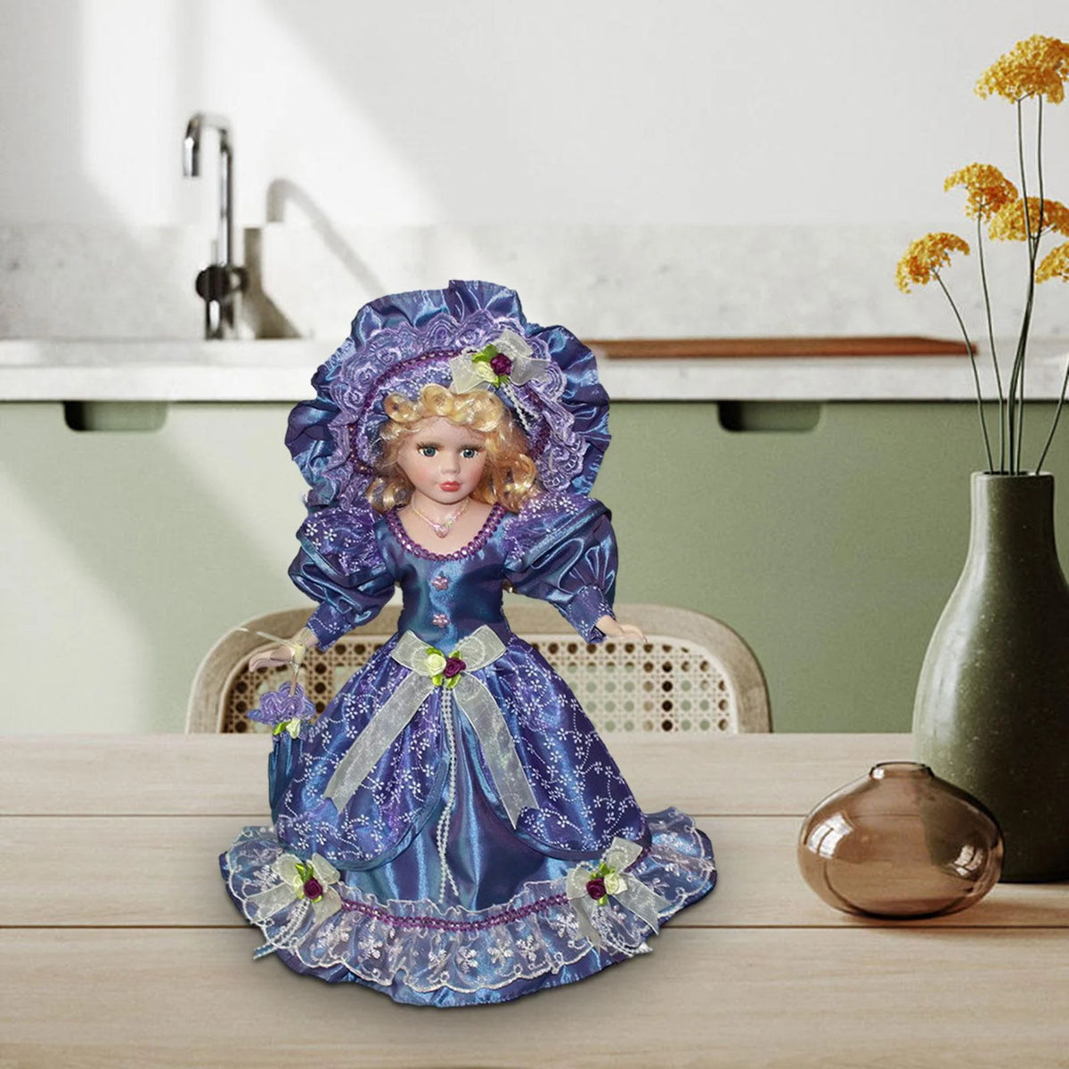 Violet Porcelain Dollhouse Lady with Dress G684361