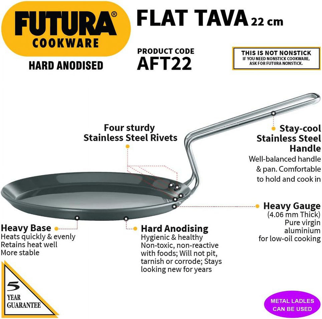 8-Inch Hard Anodised Flat Tava Griddle R481614