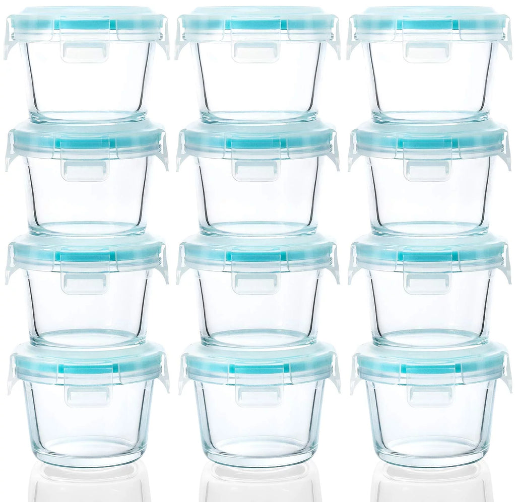 12-Pack 5 Oz Glass Baby Food Storage Containers with Lids O1146