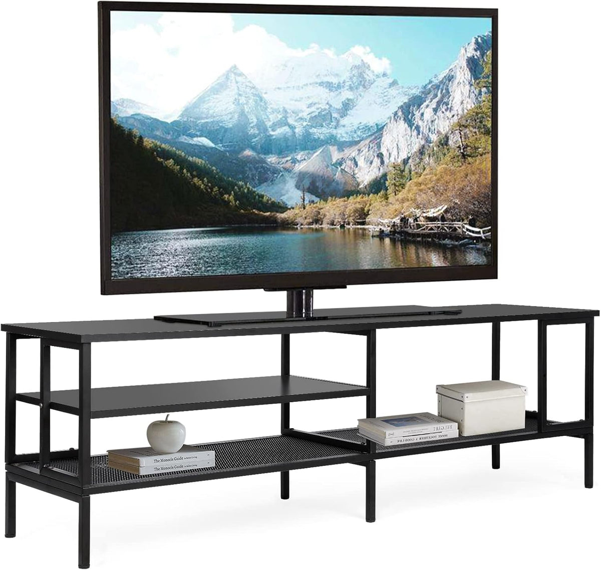 Rustic Brown TV Stand with Metal Frame K905