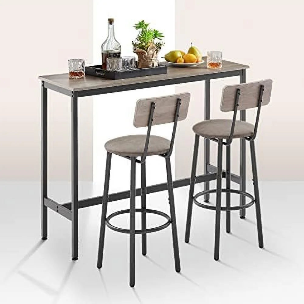 3-Piece Rectangle Dining Table and 2 Chairs Set Grey M911